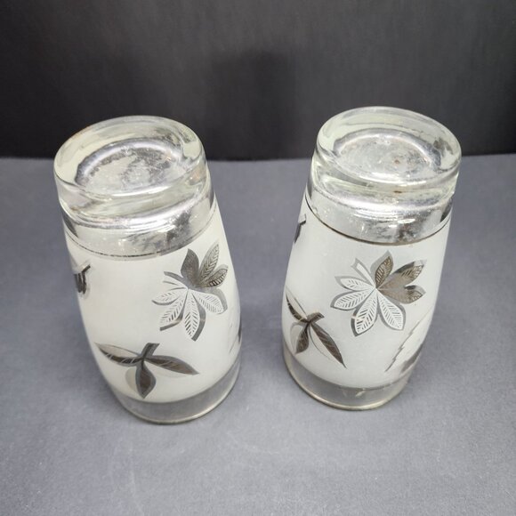 Vintage MCM Libbey Silver Frosted Leaf Tumbler Glasses 5.5'' Tall - Set Of 2 - Picture 5 of 9